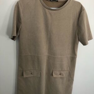 Zara Tan Mini Dress with Short Sleeves